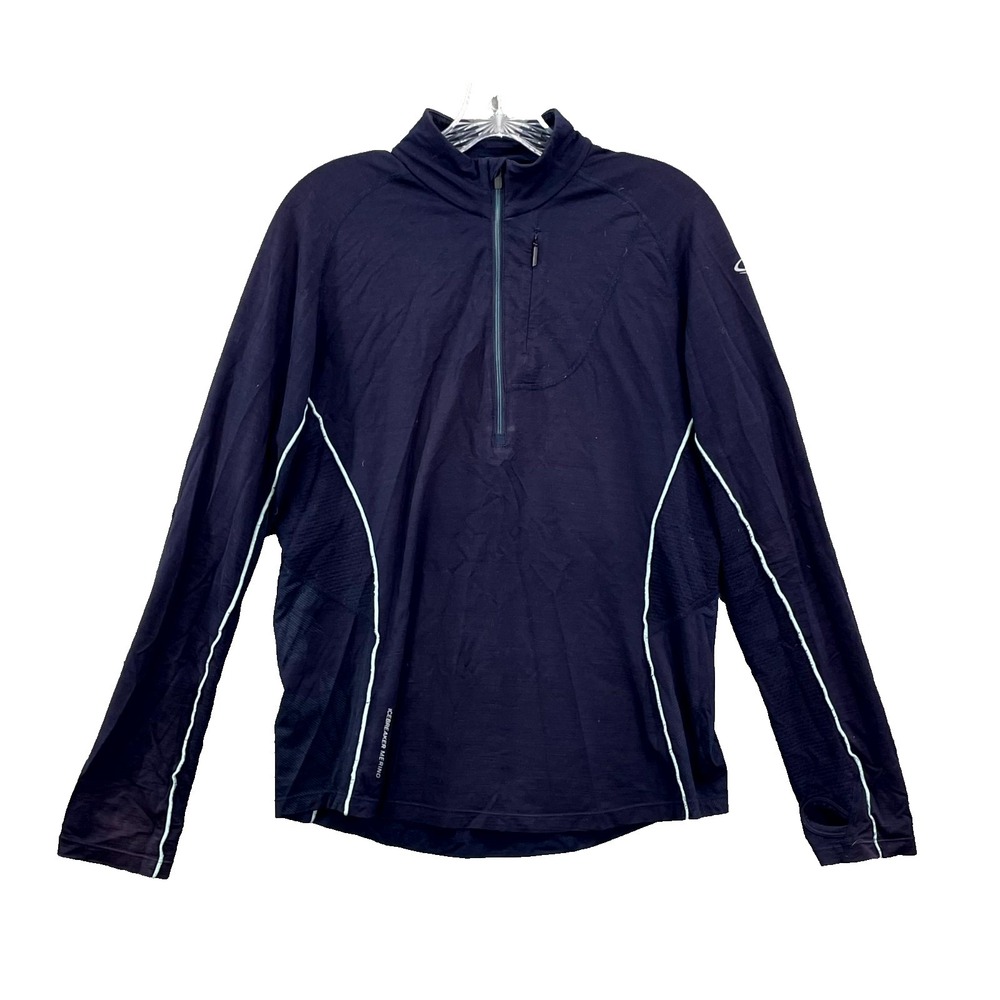 Icebreaker Merino GT Top Womens XL 1/4 Zip Thumbholes Athletic Running Training